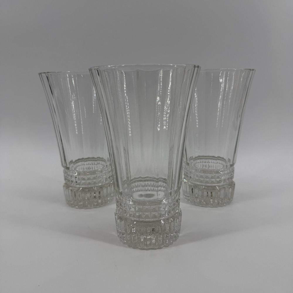 Cristal D'Arques Durand Victoria Flared Crystal Glass Cut Base Set of‎ 3 6.25in